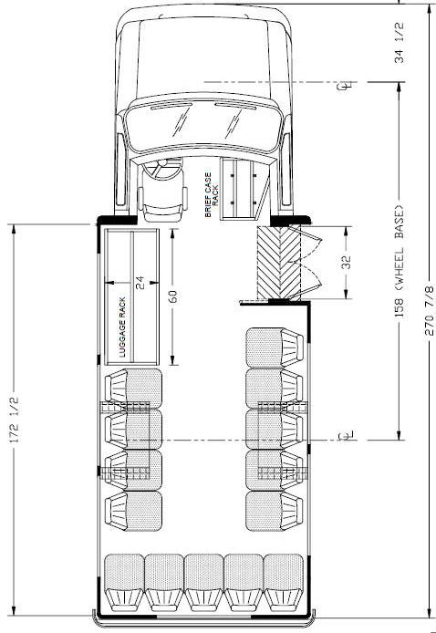 ameritrans 225 shuttle bus, perimeter seating floorplan