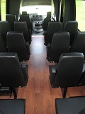 black 25 passenger executive bus, flo